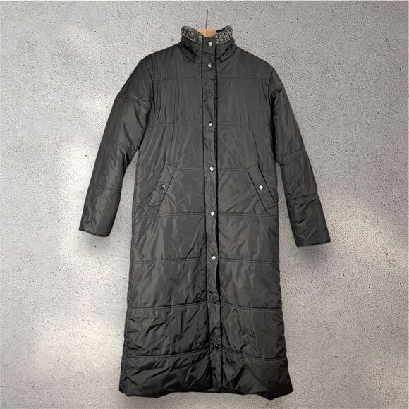 Zara Basic Long Puffer Coat Women’s Size M Black Quilted Full-Length Winter - Picture 1 of 6